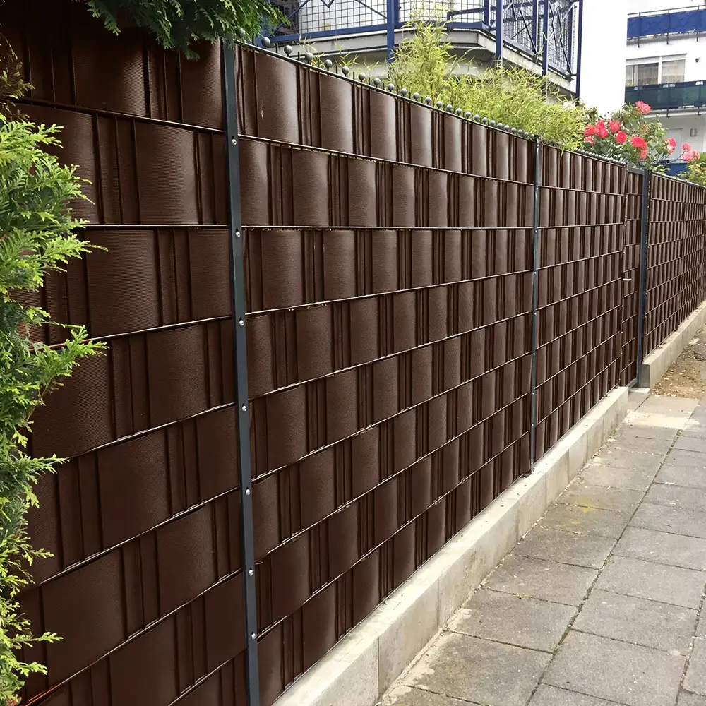 Banda de ecran pentru gard de gradina cafiniu SOLID 19cm x 26m, 1200g/m2,/4