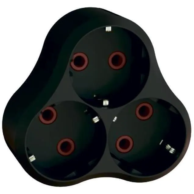 Adaptor 3-priza ,f/imp, 16A, NEGRU