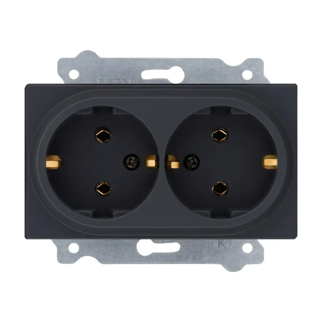 Priza dubla cu impamantare 16A, fum, ODAK EXEN