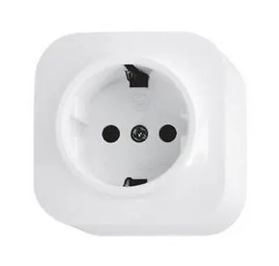 Priza cu impamintare 16 A. Eva Horoz. Montaj aplicat. Alb. 