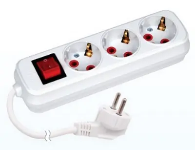 TEB Prelungitor 3 prize c/p si intrerupator 2m '16A'. alb