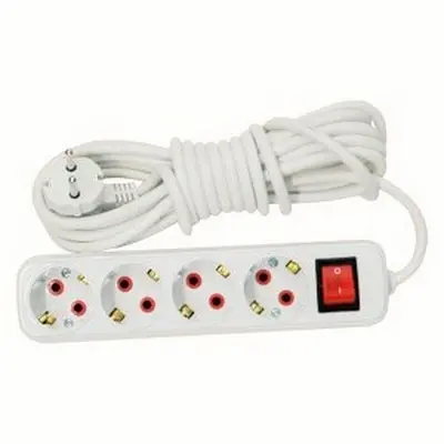 TEB Prelungitor 4 prize c/p si intrerupator 3m '16A'. alb