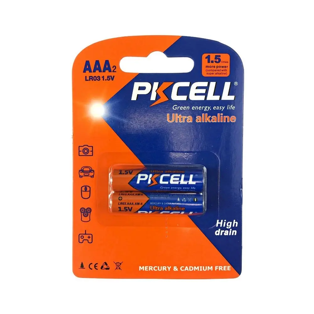 Baterii AAA, 1.5V, blister, 2 buc, PKCELL Ultra Alkaline, LR03, 