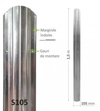 [Cod 150XL] Ștacheta XL H-1,5m, metalica zincată