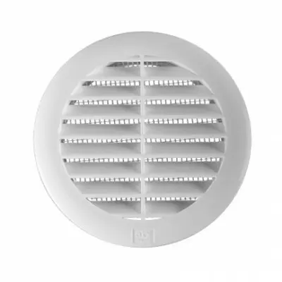 Grila d-100mm de ventilare rotunda, cu plasa. Alba.