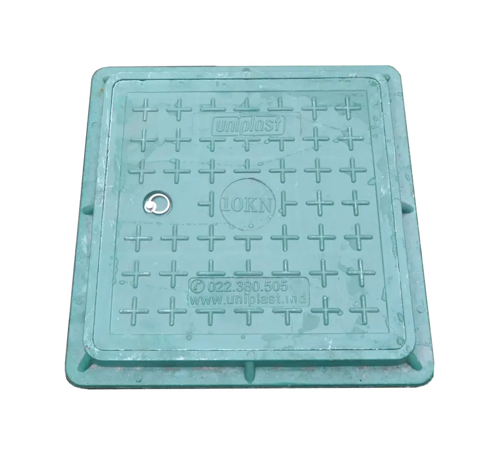 Capac 400x400mm/1t (verde) canalizare compozit patrat 