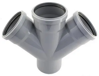 Cruce PP pentru canalizare Turplast-Bis. d 110 x 110 x 110 mm. 45 grade. Gri.