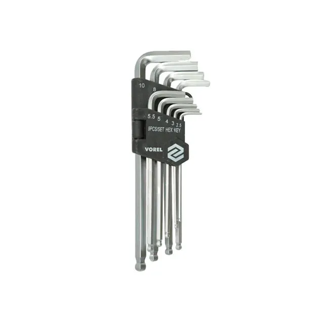 Set chei hexagonale cu cap sferic 2 - 10 mm 9 buc.