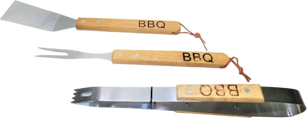 [Cod: 3425802] Set BBQ, 3 unelte: furculita, cleste si spatula