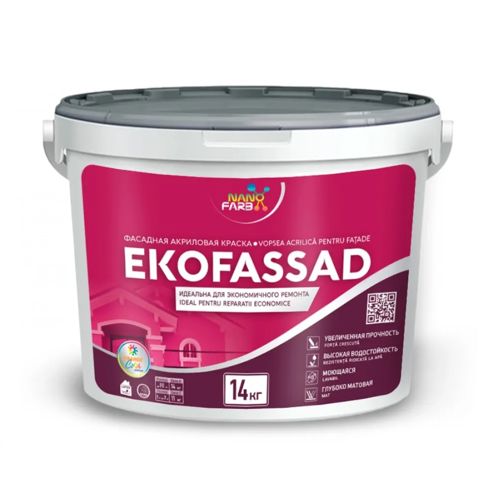 [Cod 00677] EKOFASSAD Nanofarb vopsea acrilică pentru fațade 1,4kg