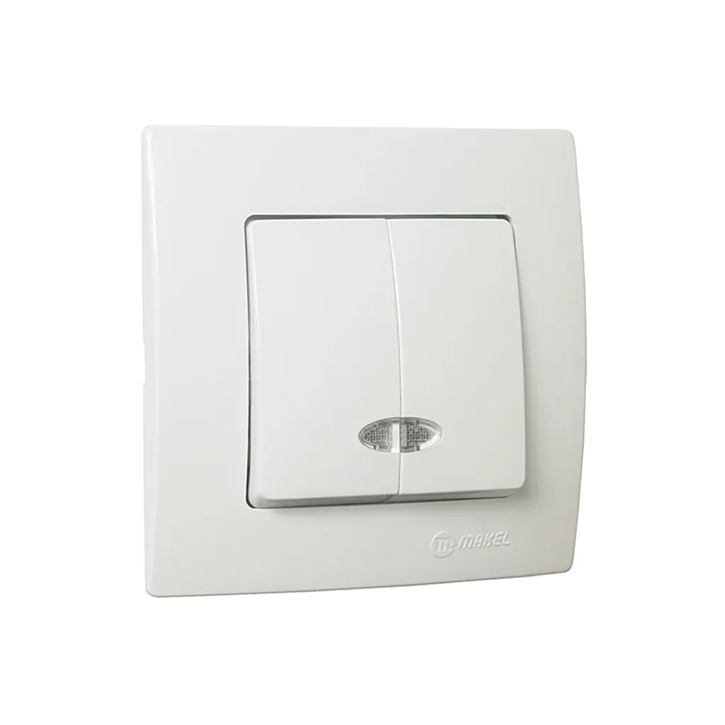 [Cod 24083] întrerupător dublu cu indicator alb Viko
