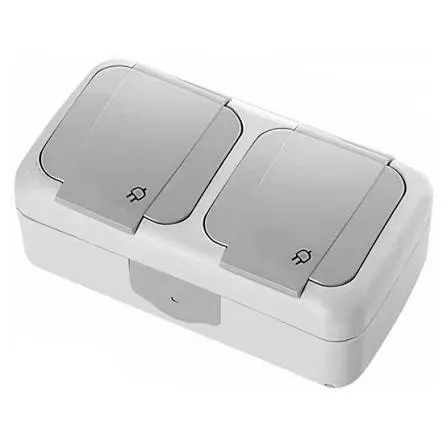 [Cod 60328] priză exterioară dublă cu capac