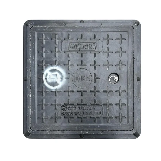 Capac canalizare compozit patrat 400x400 mm / 1 t (negru)
