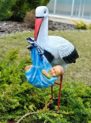 Barza cu bebeluș