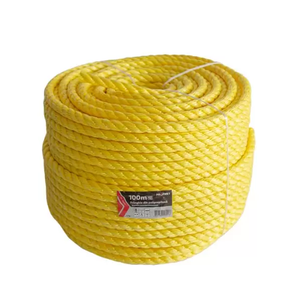 Franghie din polipropilena rasucita_3 fire_14mm x 100m, galbena 