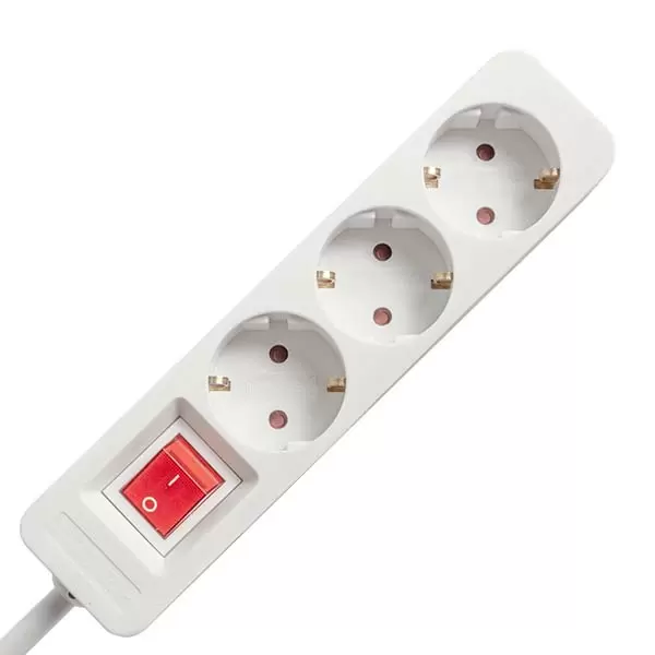 [213021] Prelungitor cu 3 prize, cu intrerupator, 4m, alb