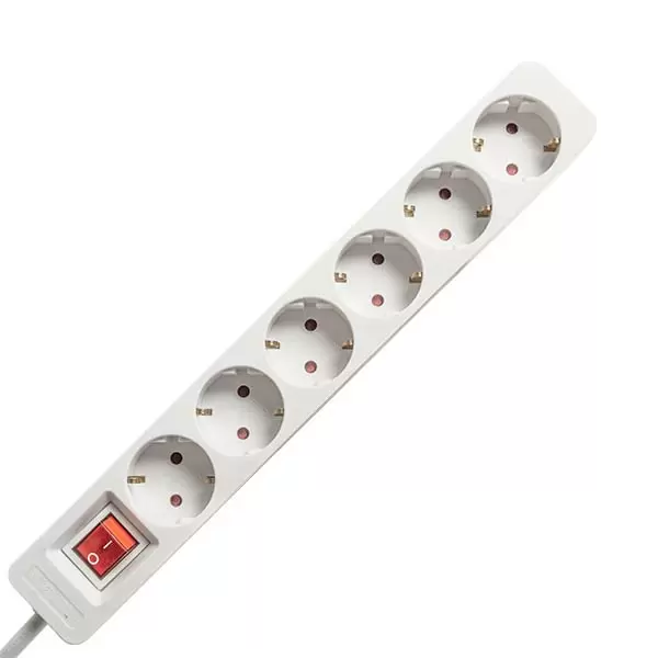 213023 Prelungitor cu 6 prize, cu intrerupator, 4m, alb 
