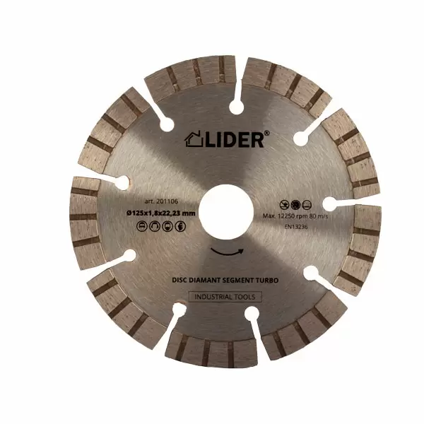 Disc diamantat_segment turbo_125x1,8x22,23mm_Industrial tools LIDER