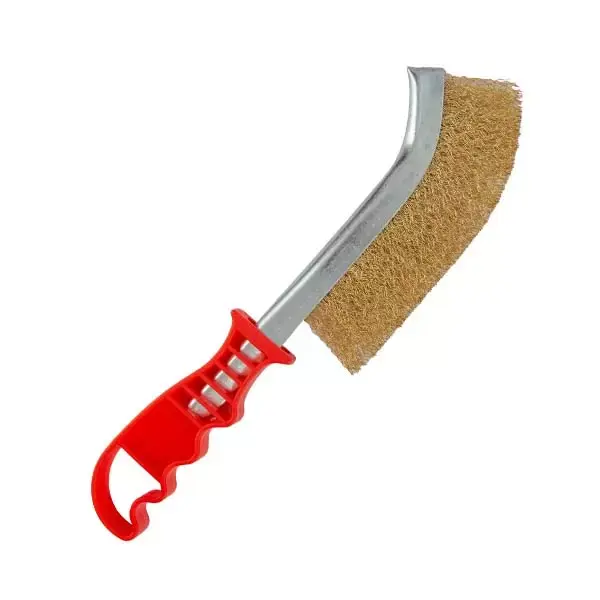 Perie de sarma ondulata placata cu alama p/u metal cu maner din plastic