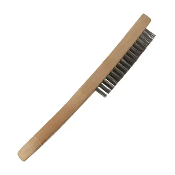 Perie de sarma din otel in 6 randuri cu maner din lemn