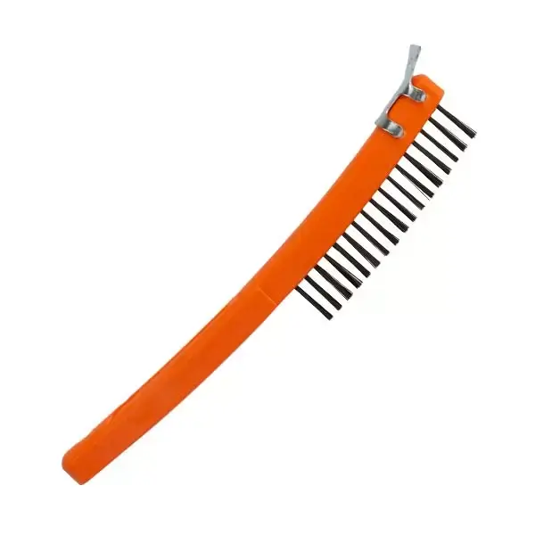 Perie de sarma din otel in 3 rinduri cu racleta si maner din plastic