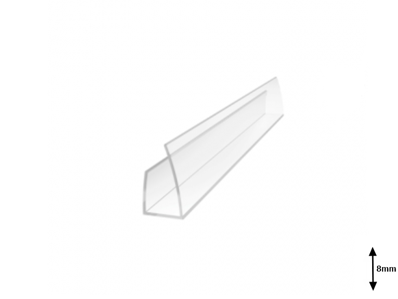Profil U 8mm lateral 2.1 m Transparent