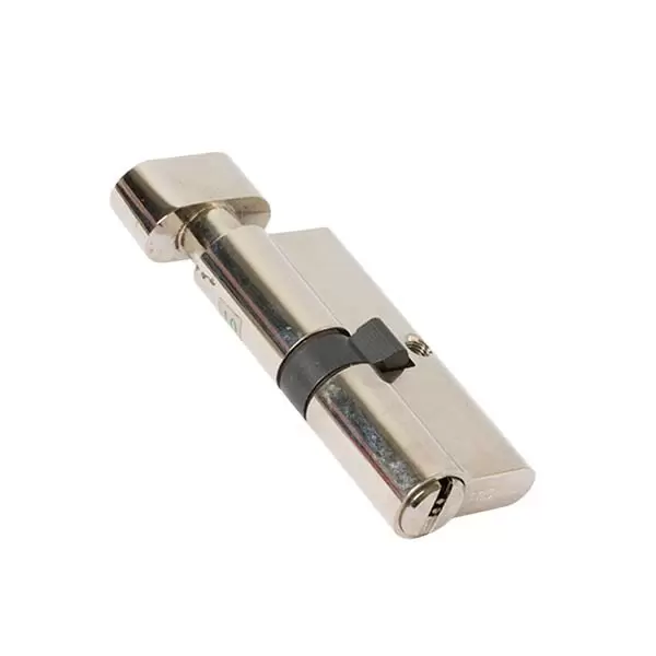 [Cod 437262] Cilindru siguranta 80mm(40/40) seria 200 cheie-buton corp alama culoare nichel 5 chei