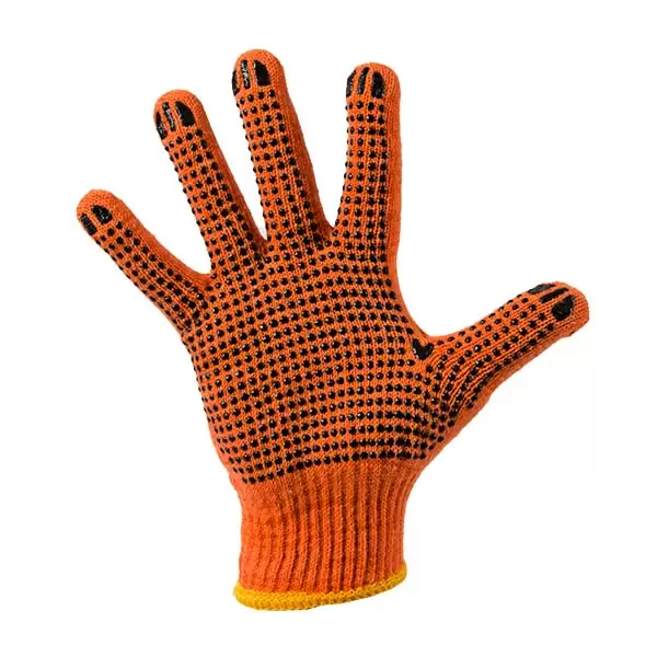 373109 Manusi din bumbac portocale cu puncte negre din PVC 10 "(L) Profmet