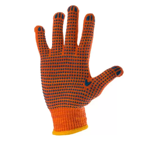 [Cod 373108] Manusi bumbac portocalii cu puncte albastre 10"(L)