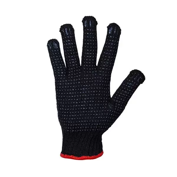 Manusi din bumbac si poliester negre cu puncte albastre din PVC 10" (L)