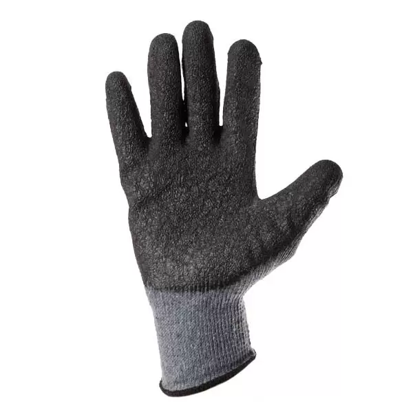 373304 Manusi din poliester grie, acoperire spuma neagra de latex turnare incompleta, manseta tricotata 10 "(L) Profmet