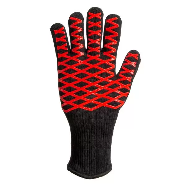 Manusi rezistente la caldura, acoperire silicon negru, turnare completa cu insertii rosii 10" (L)