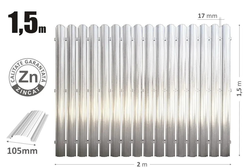 Gard  CS Н-1.5м L-2.0м (20st) din ştachet metalic