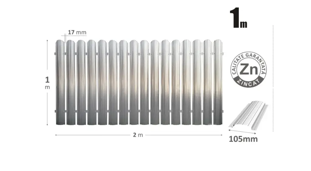Gard din ştachet metalic CS (20st) Н-1.0м L-2.0м