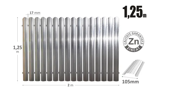 Gard CS Н-1.25м L-2.0м (20st)din ştachet metalic 