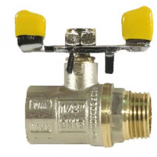 Robinet cu bilă pentru apă 1/2" F-M (mâner galben)
