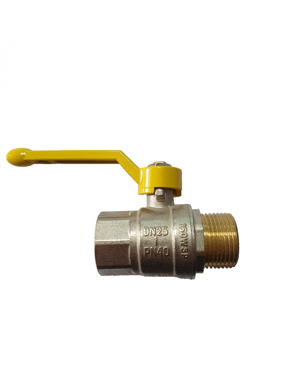 Robinet cu bilă pentru apă 1" F-M (mâner galben) LB PN40