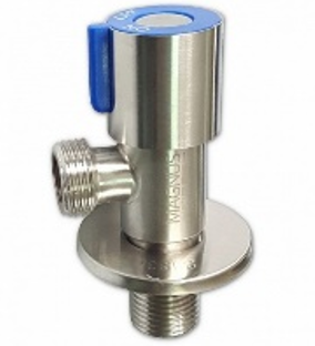 Robinet cu bilă unghiular 1/2"x3/4" inox cu mâner albastru