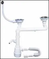 Sifon pentru chiuvetă 3 ½ / dublu, cu niveluri diferite, tip butelie, cu țeavă flexibilă