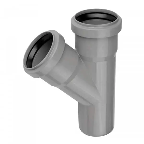 Teu PP canalizare, Ø50x50/45°, gri, Turplast-Bis