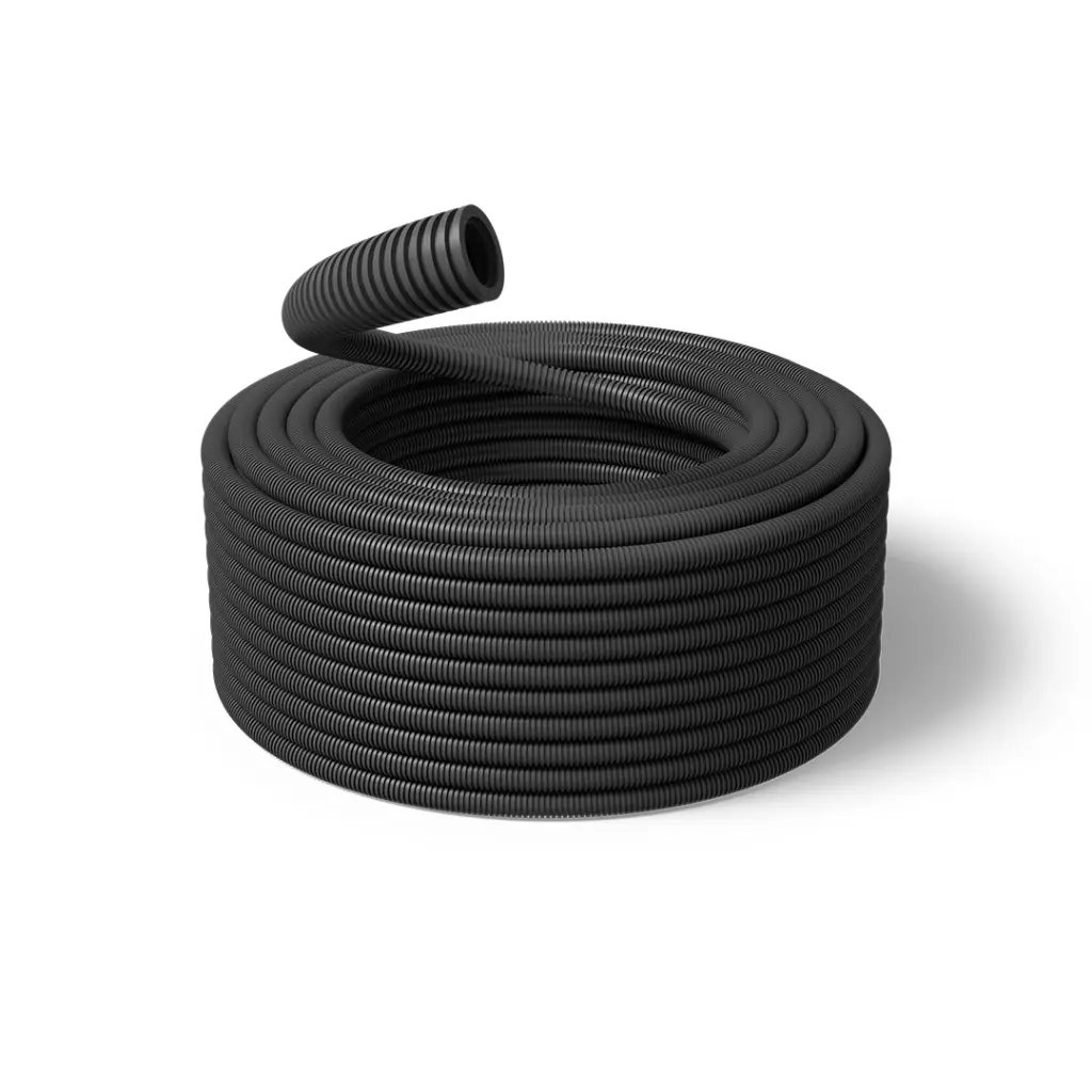 Tub gofrat PVC 320N,16MM X 50MM CU SONDA, NEGRU