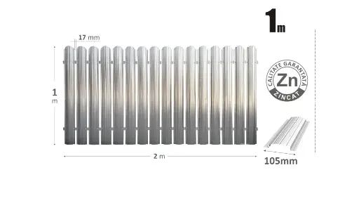 [Cod 10020] Gard CS Н-1.0м L-2.0м (20st)din ştachet metalic 