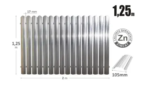[Cod  12520] Gard CS Н-1.25м L-2.0м (20st)din ştachet metalic 
