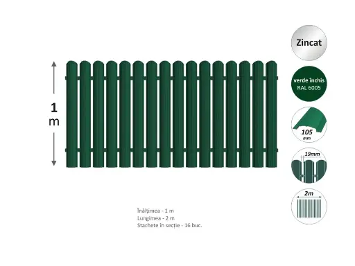 Gard vopsit Н-1.0м L-2.0 (20st) мdin ştachet metalic 
