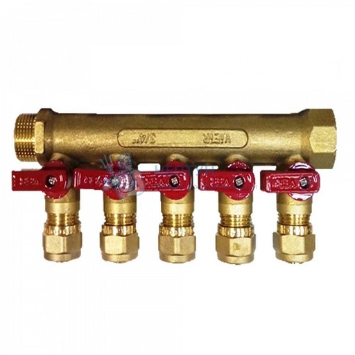 Colector cu bilă 5 ieșiri 3/4 M-F