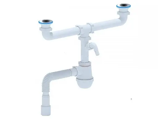 Sifon 1 1/2"40 dublu, cu racord pentru mașina de spălat și țeavă flexibilă 4040/50 (SY34420023)