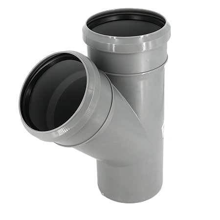 [Cod: 5149] Teu PP canalizare, Ø110x110/45°, gri, Aquer