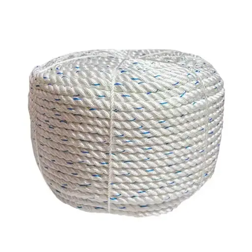 523013 Franghie din poliester si nailon, impletita 3 fire, 16mm x 200m, alb Profmet