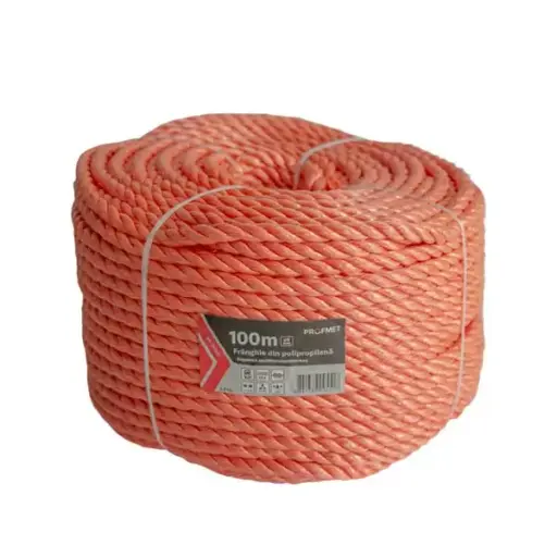 [Cod 180547] Franghie din polipropilena rasucita_3 fire_8mm x 100m, orange 