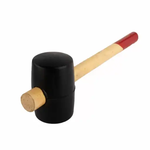 [303712] Ciocan din cauciuc negru_0,450 kg cu maner din lemn 